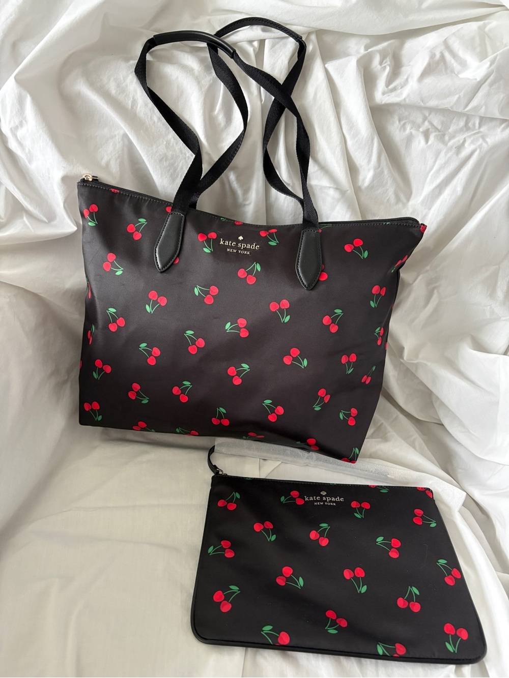 NWOT Kate Spade Cherry Print Nylon Tote w/ Pouch